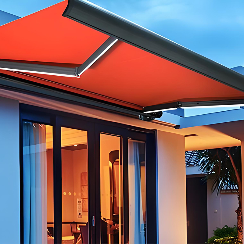 Waterproof Full Canopy Cassette Awning Folding Arm Motorized Outdoor Sunshade