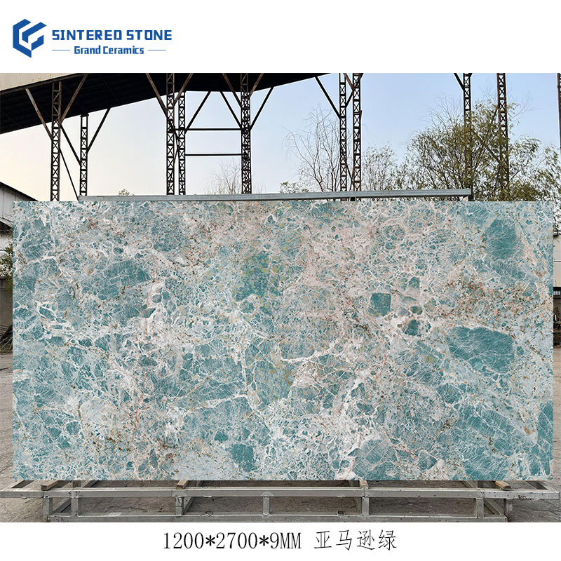 Custom Kitchen Sintered Stone 9mm Glossy for Amazon Green Large Size Bedroom Landscape Living Room Hall Outdoor Dining