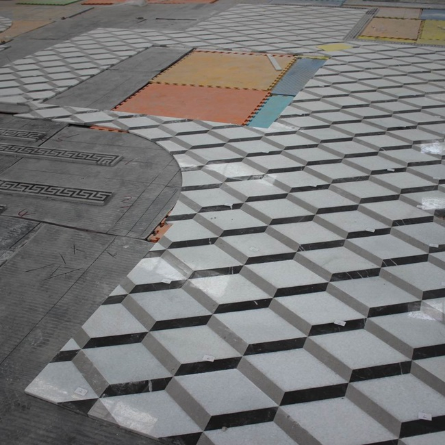 Полированный мраморный пол 3D с водной резкой