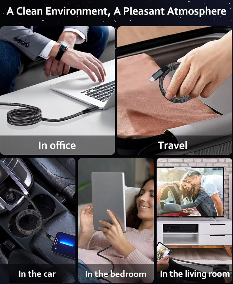 60W/100W/240W Magnetic Self-Winding Fast Charging Data Cable, USB C-C Cable for iPhone 15/16 Series, Ipads, MacBook with Premium Nylon Braided Cable