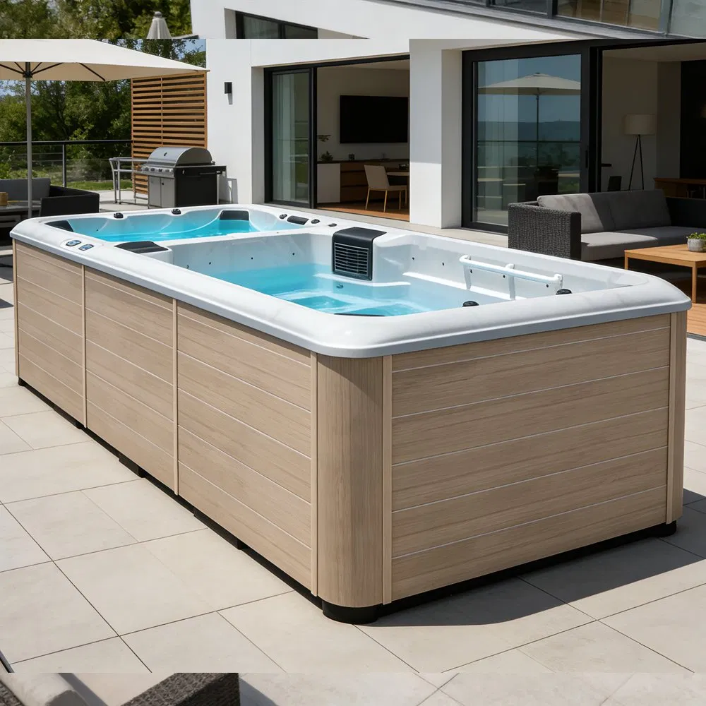 Sunrans Premium Dual Zone Swimming Pool SPA Outdoor Hydrotherapy Hot Tub and Swim SPA Combo