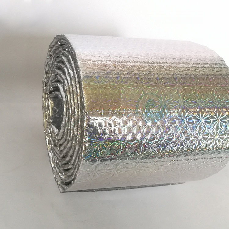 Rainbow Metallized Holographic Laser Polyester Film Foil Coated Bubble for Express Package Envelope