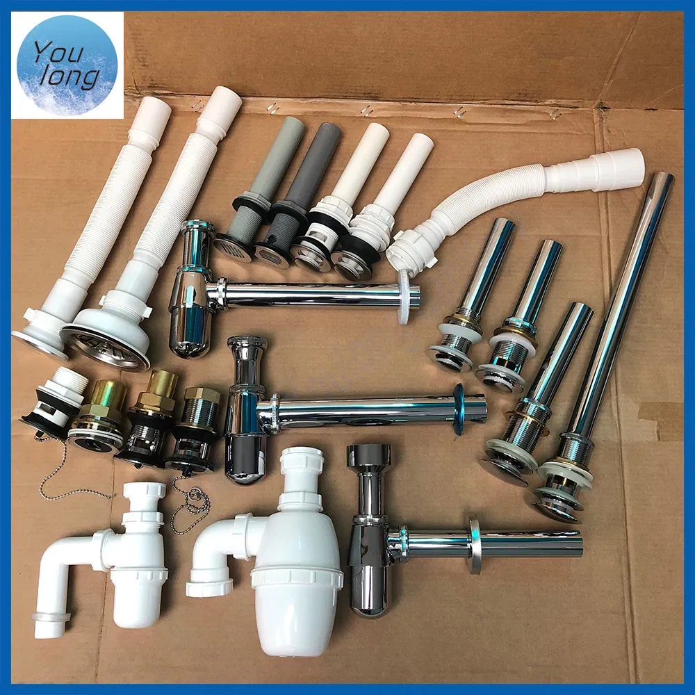 Сифон для раковины 1"1/4 с переливом, хром