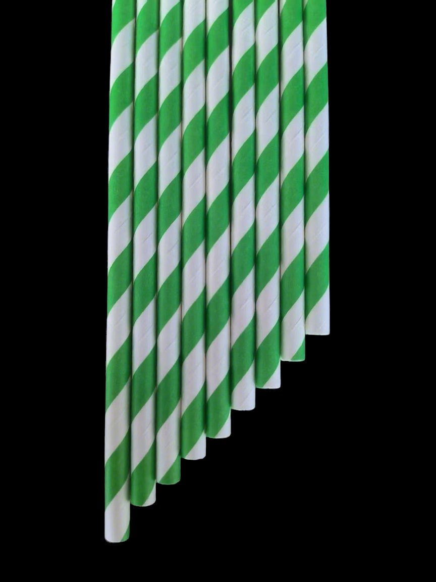 Multi Colored Decorative Gold Metallic and White Striped Disposable Paper Straws