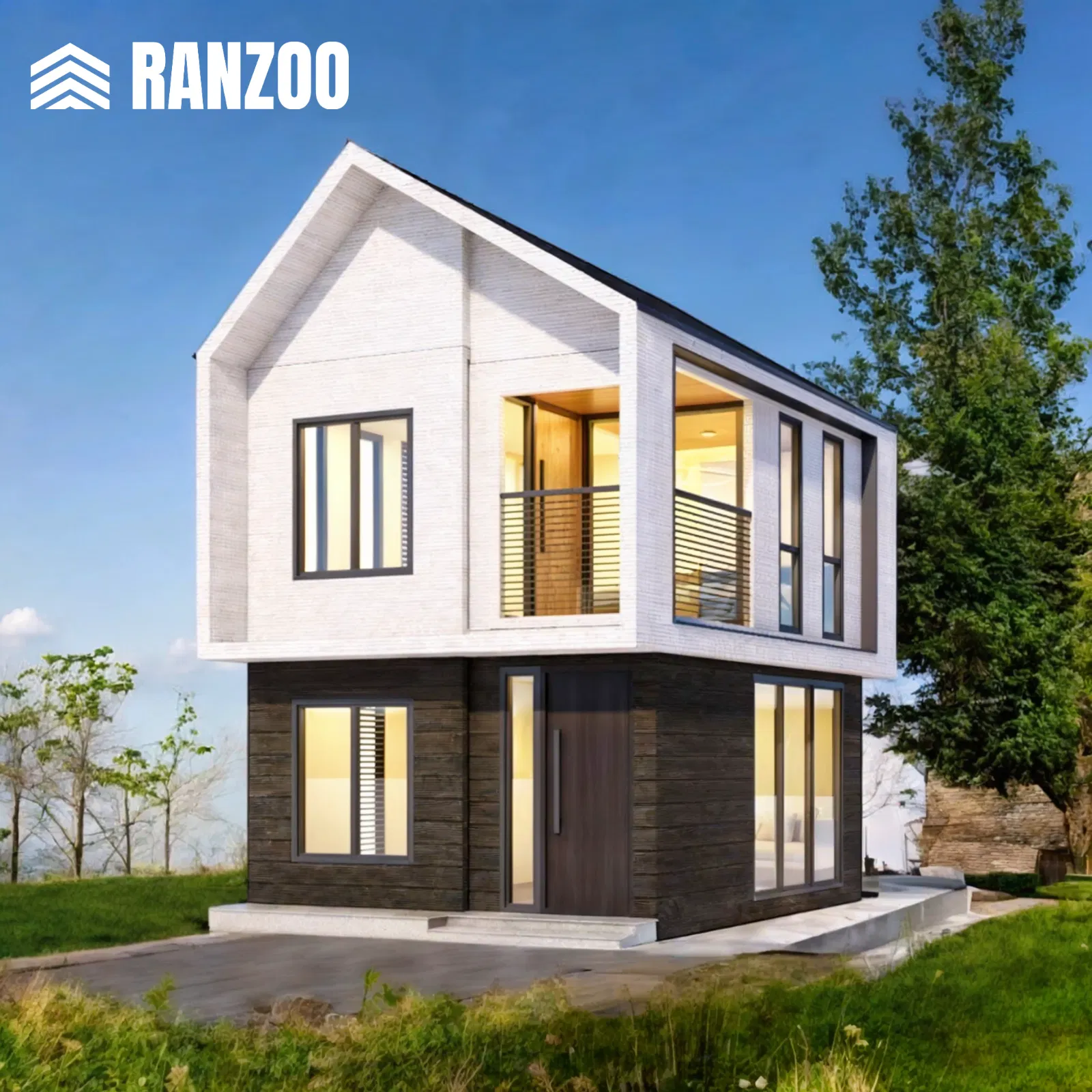 Ranzoo Stylish Mini Modular Prefabricated Tiny Homes with Customizable Features and Solar Power