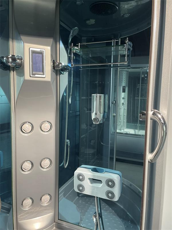 Grey Color Shower Cabin with Computer Panel and LED Lamp
