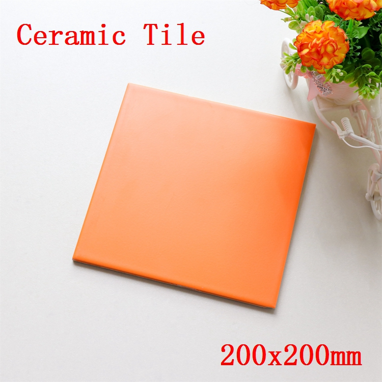 Orange Color Glossy Finish Glazed Ceramic Mosaic Subway Tile Home Decoration Floor and Wall Tile 200X200mm