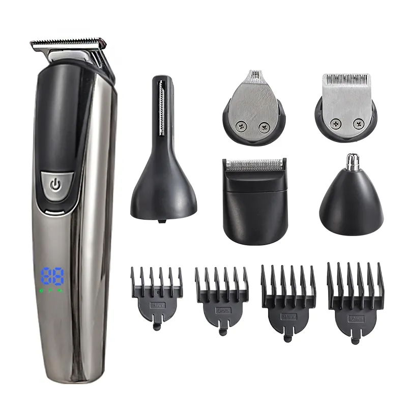 Professional Barber Hair Clipper 6 in 1 Body Hair Grooming Kit Ipx5 Waterproof Electric Hair Trimmer