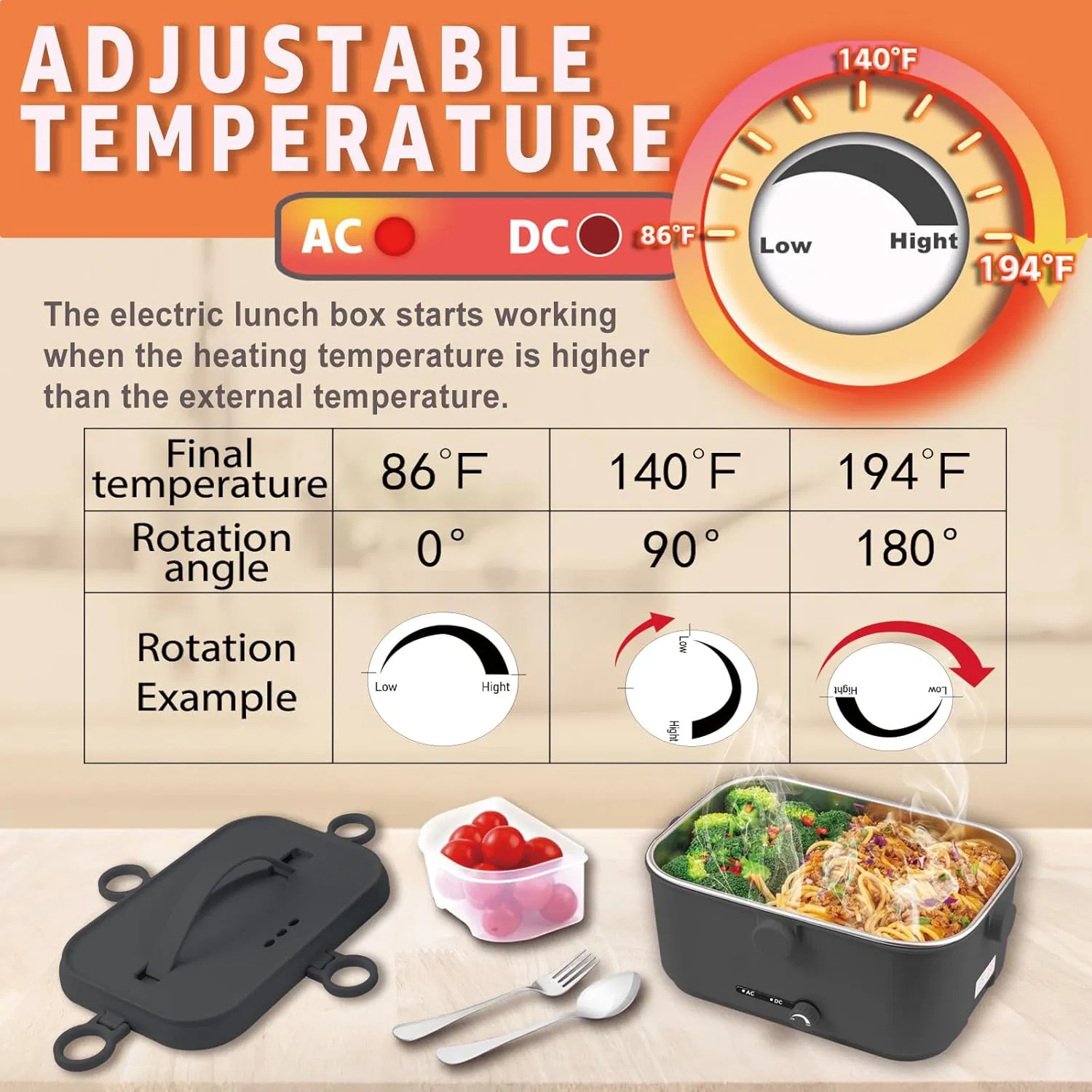 Портативный электрический подогреватель еды 1.8 л, 80 Вт