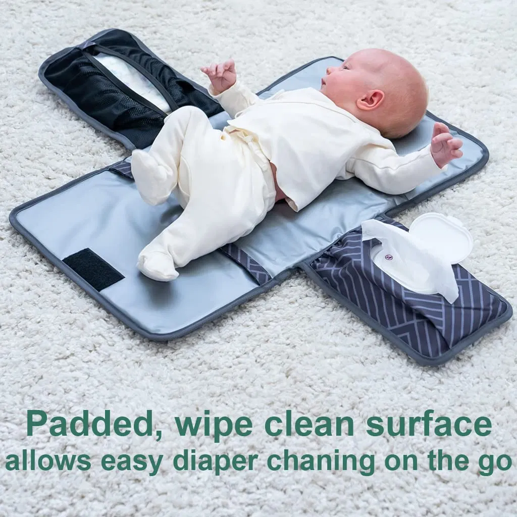 Portable Changing Pad Baby Diaper Bag One-Hand Diape Change Pad