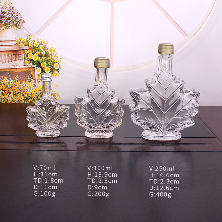 Maple Syrup Bottle 70ml 100ml 250ml Maple Leaf Ice Wine Glass Bottles