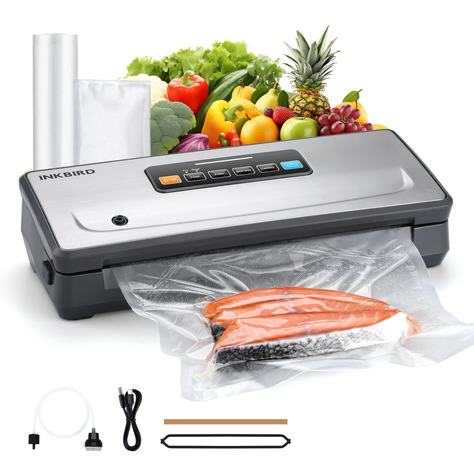 Inkbird Ink-Vs06 Rechargeable Vacuum Sealer Machine with Built-in Cutter