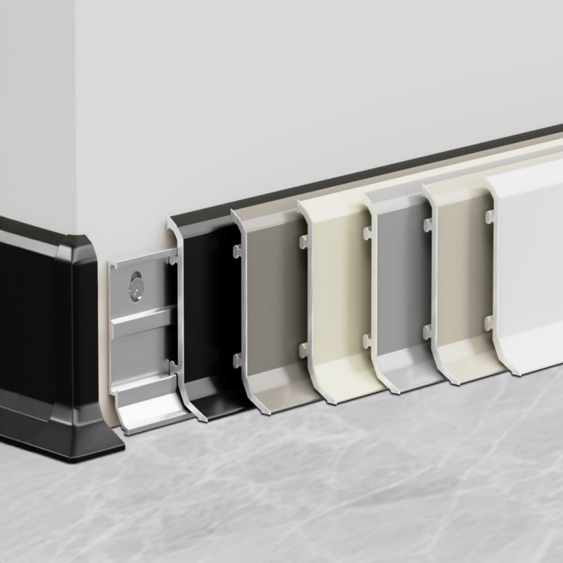Aluminum Baseboard Skirting Kickboard, Pearl White Finishes Available Worldwide, Customizable
