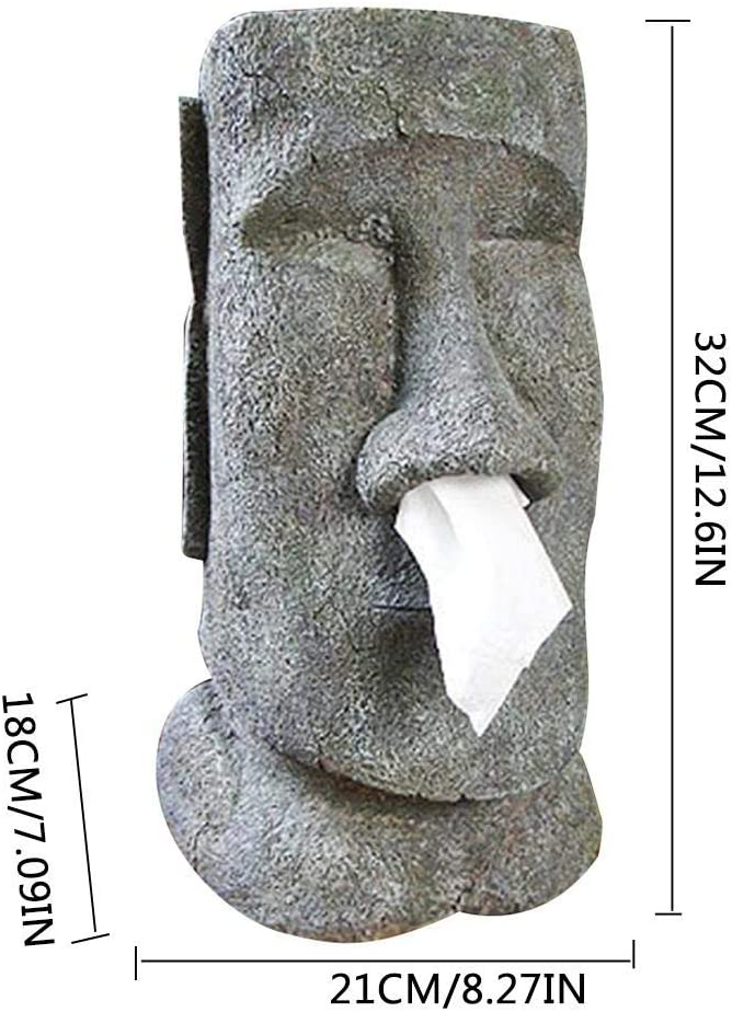 Moai Paper Tissue Box Resin Paper Holder Stone Figure Napkin Case Desktop Tissue Holders