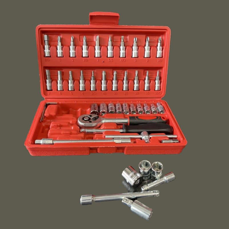 46-Pieces Metric Socket Wrench Set with Hard Case for Auto Repair