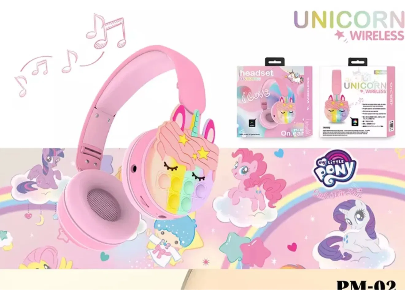 Детские наушники-повязка с игрушкой-антистресс Единорог