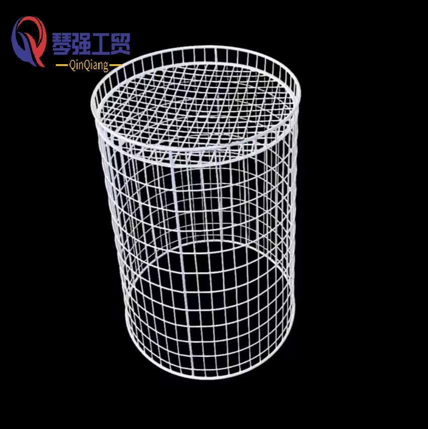 Уличная металлическая урна белая, большая, с сеткой