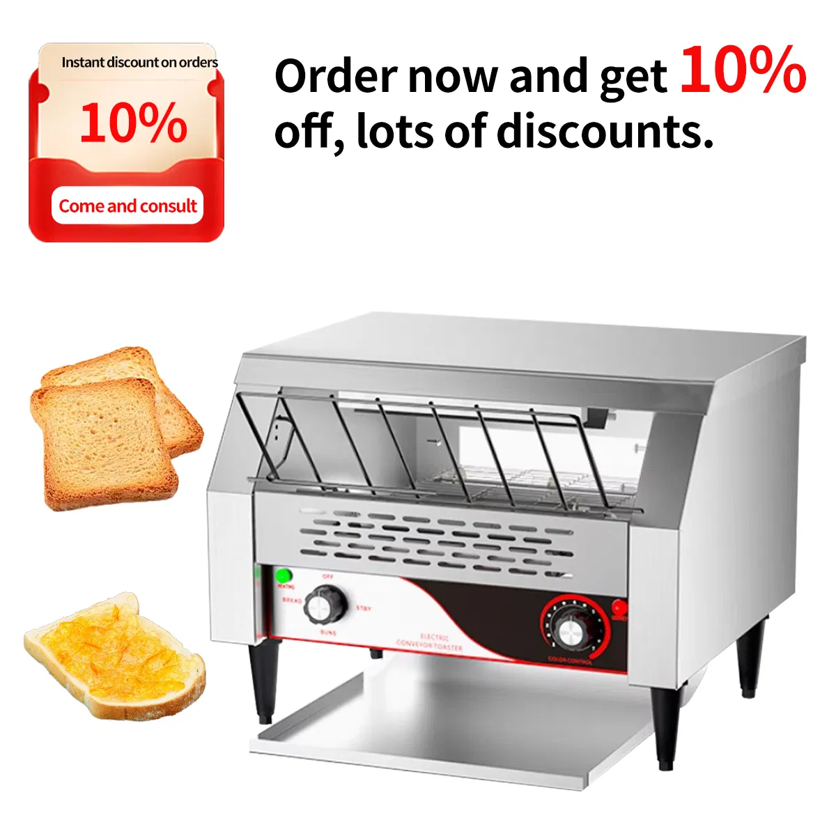 Commercial Removable Crumb Tray Table Toaster