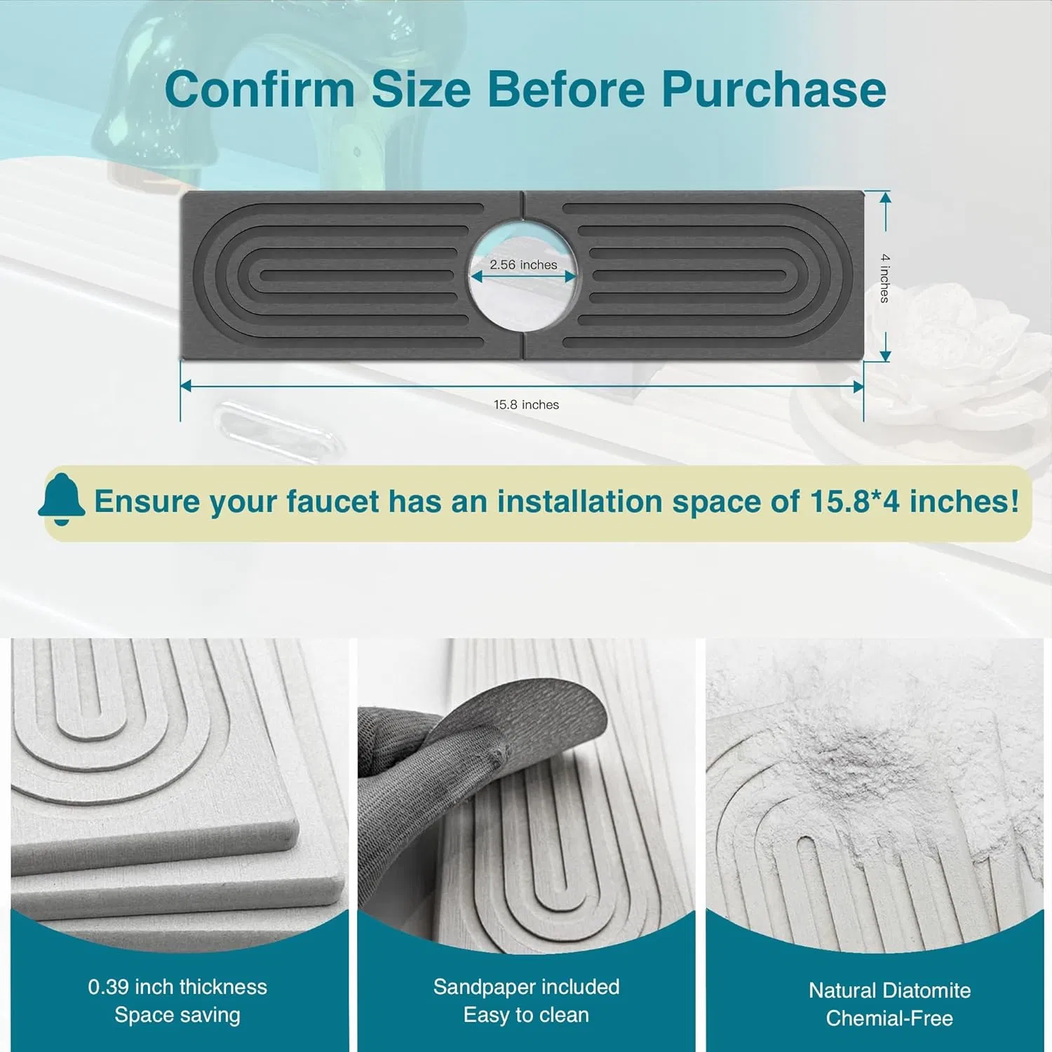 Коврик сушильный из диатомита для кухни и ванной