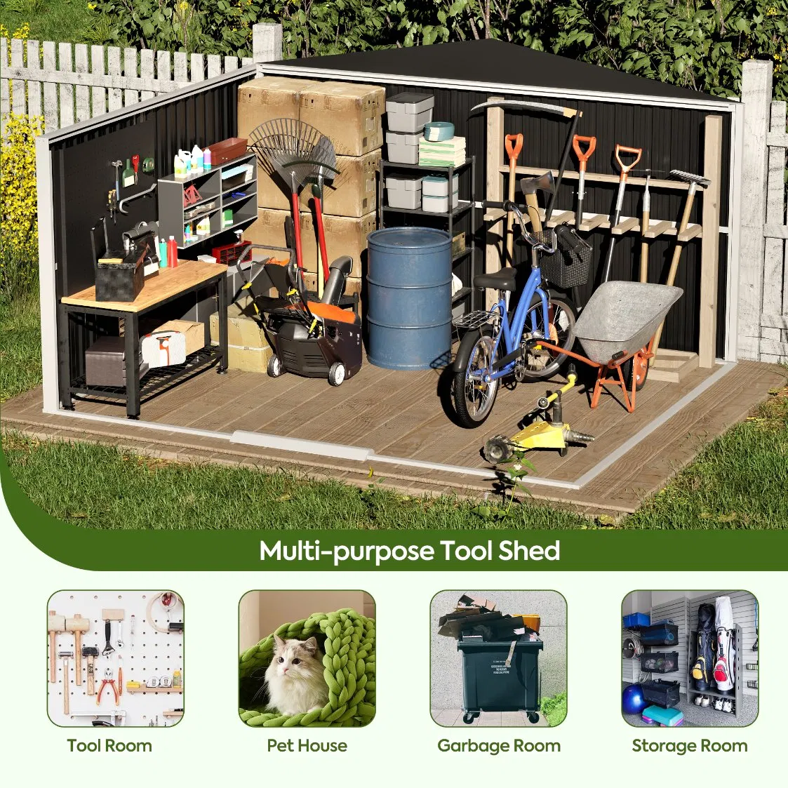 Storage Shed Garden House Outdoor Metal Shed Backyard Storage