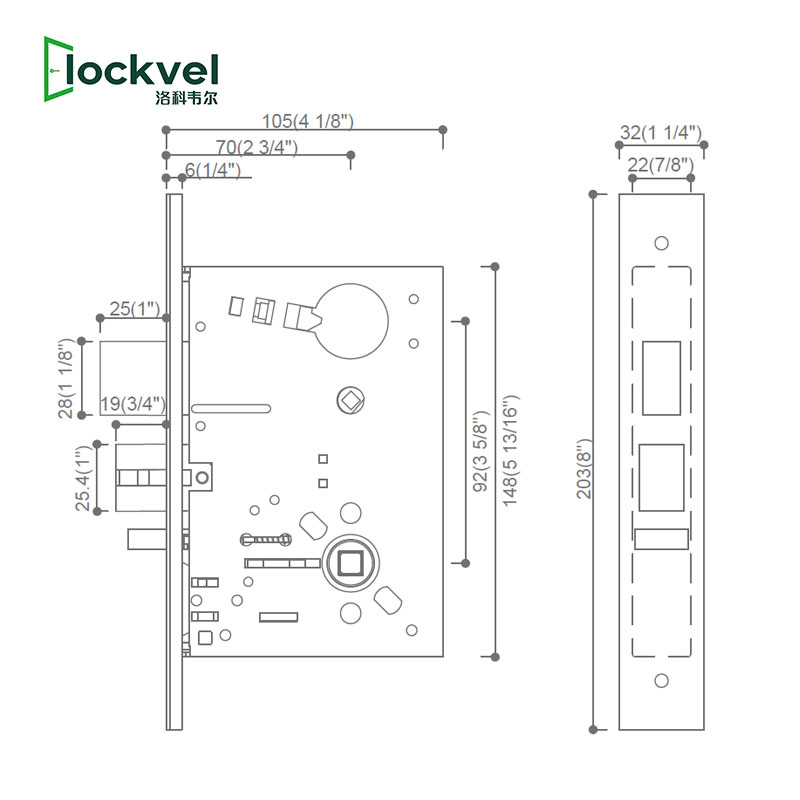 ANSI Security Mortise Door Lock Body with Classroom/Deadbolt/Privacy Lock Function