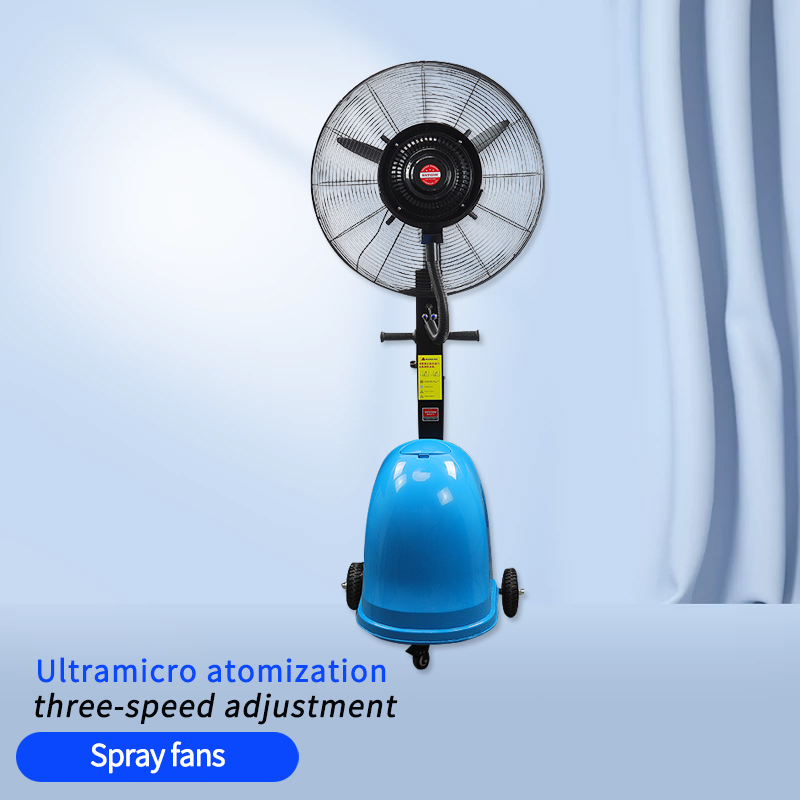 on-Hand, Floor-Standing Industrial Spray Fan with Swinging Head for Water and Ice Cooling, Household Humidifying and Atomizing Electric Fan