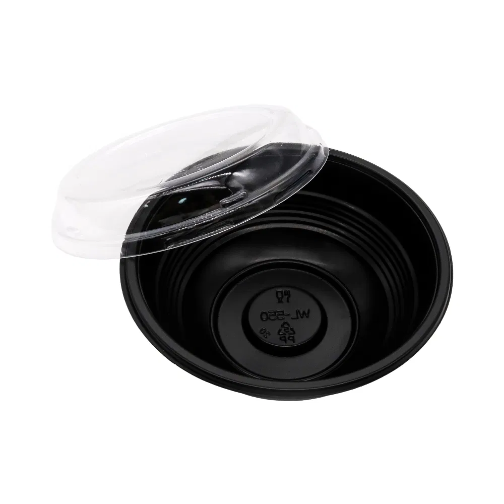 23 Oz Disposable Black White Healthy Meal Prep Togo Ramen Bowl with Lid