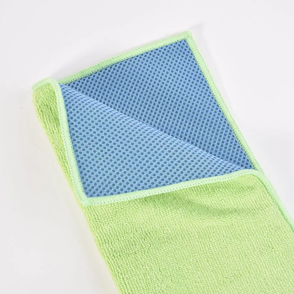 High Absorbent Terry Microfiber with Sanwich Mesh Net Cleaning Cloth