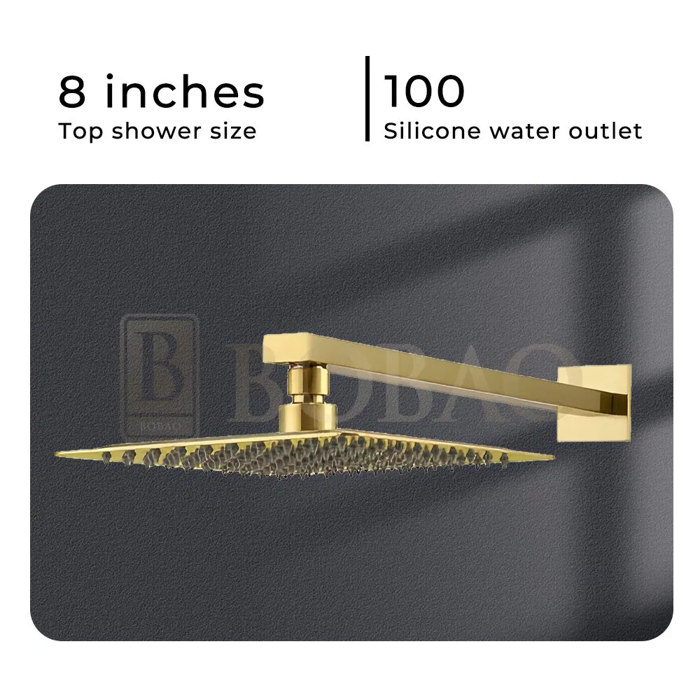 Modern Brushed Gold Concealed Stainless Steel Shower Set