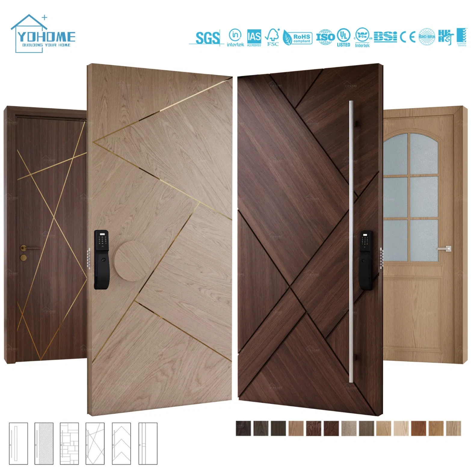 European Top Designer High End Entrance Front Doors for Houses Modern External Front Entry Doors Solid Wood Exterior Pivot Doors