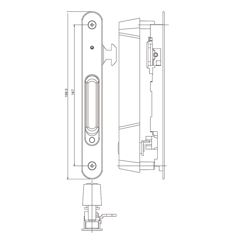 Aluminium Sliding Door Hardware Sliding Latch Lock with Keys Handle System