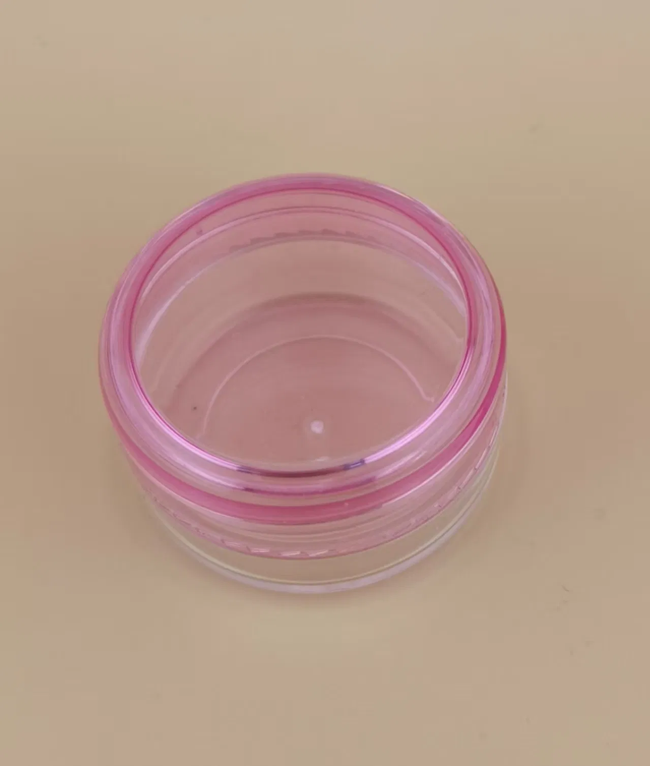 Clear Plastic Cream Jar with Pink Screw Lid for Skincare