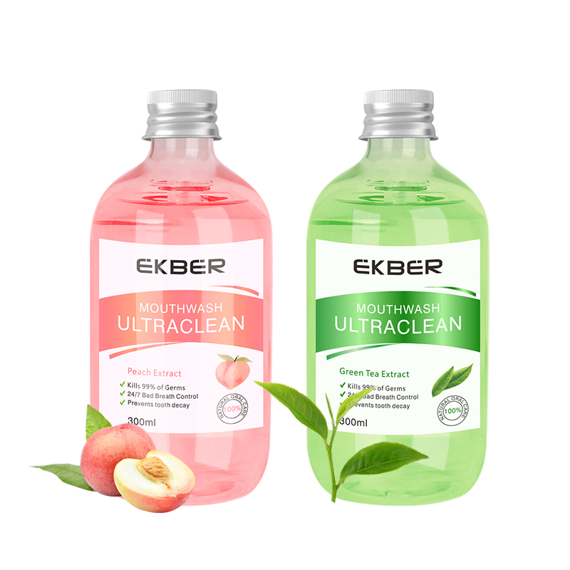 Wholesale Ekber Peach Green Tea Flavor Powerful Cleaning Effective Oral Treatment Bad Breath Control Mouthwash