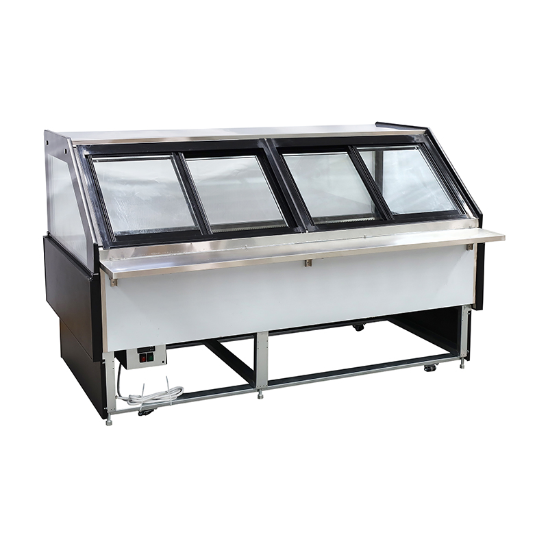 330L Energy Saving Remote Commercial Deli/Chicken/Seafood Display Right Angle Glass Fridge for Meat