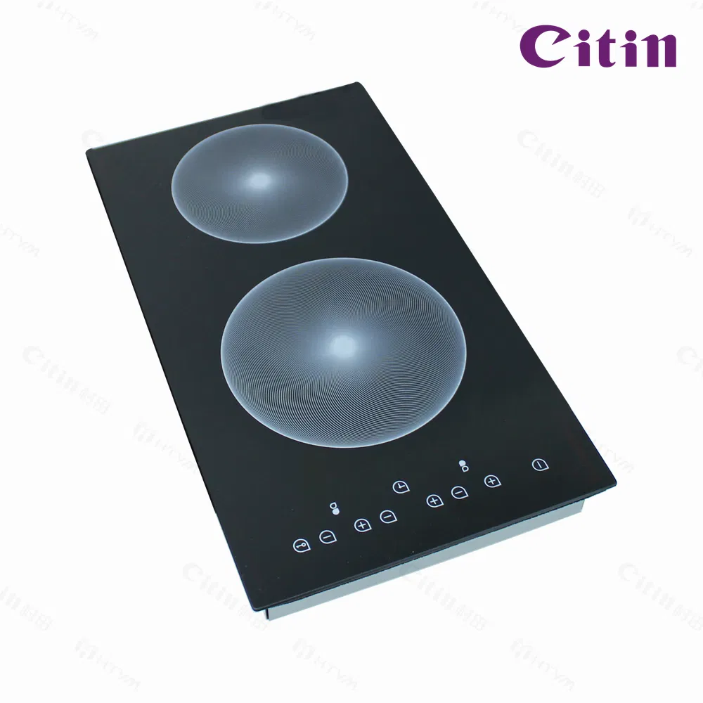 Dual Ceramic Burner Electric Cooktop – Vertical Integrated Hob with Touch Tech