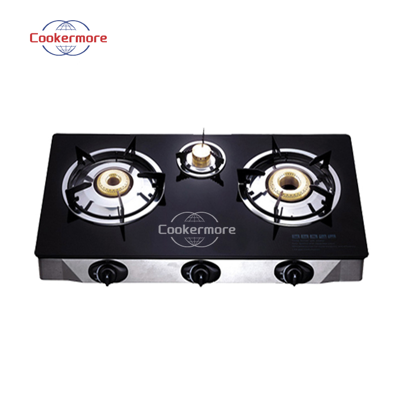 Kitchen Appliance Three-Burner Frosted Glass Top Stylish Desktop Kitchen Gas Hob