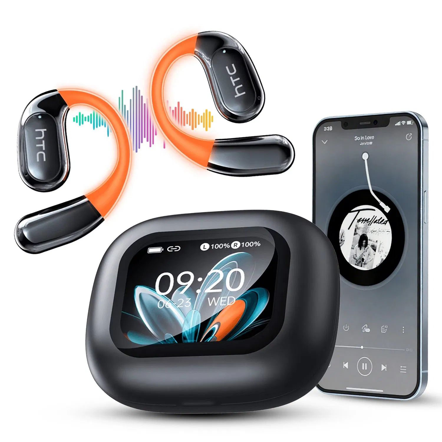 H T C Ne27 Ai Translation Earbuds Wireless Headsets with LED Display Ows Bluetooth-Compatible Smart Earphones