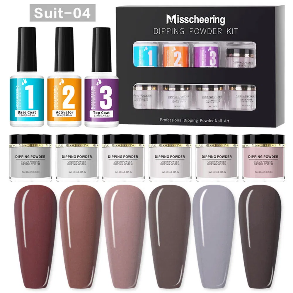 Nail Art Set Dipping Powder Kit French Style Nail Art Gel Base Coat Top Coat Activator Gift Box Package