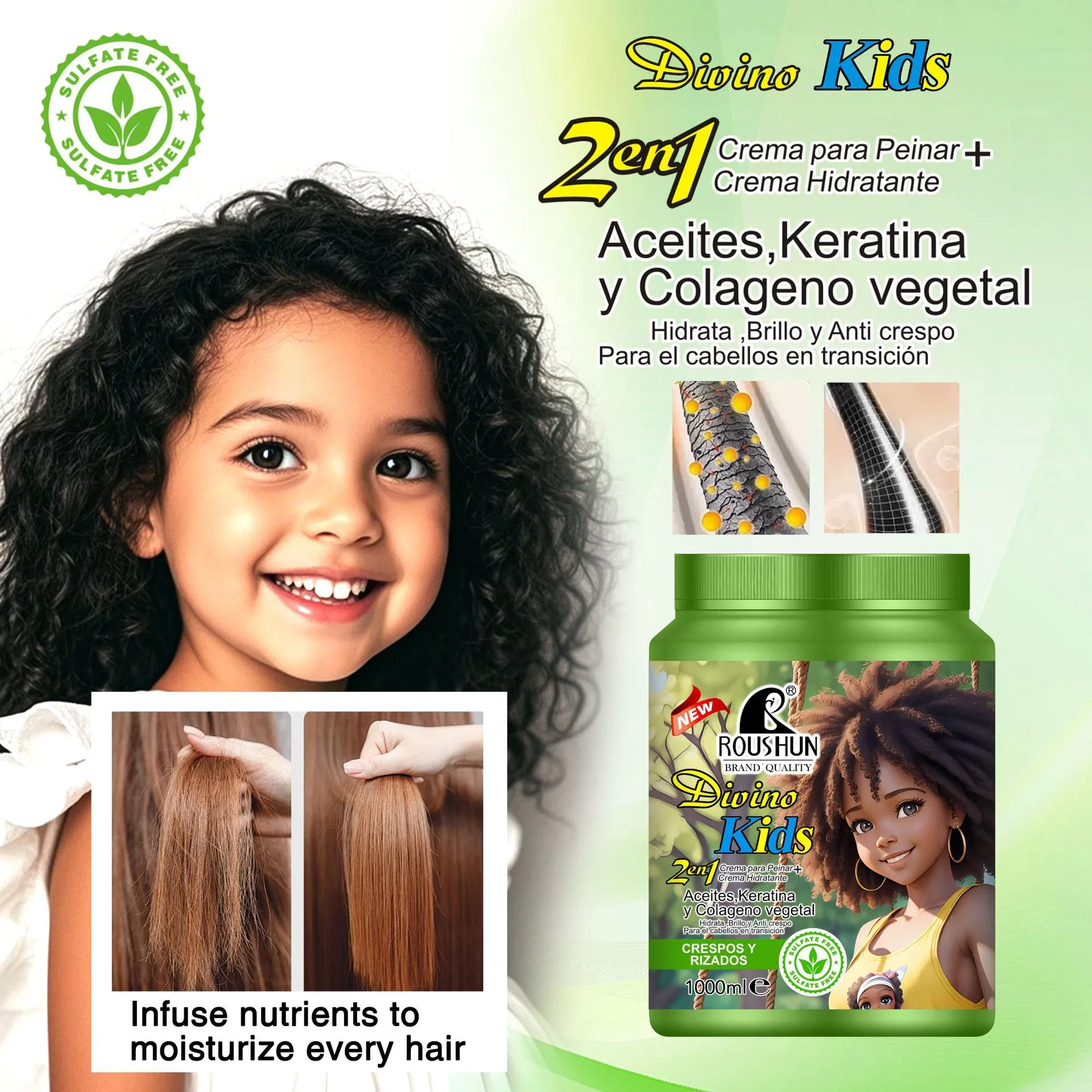 Roushun Kids Hair Cream: Sulfate-Free Hydration + Frizz Control for Little Ones