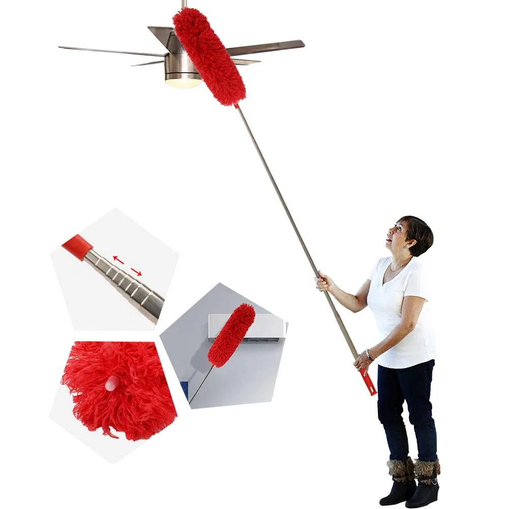 100 Inches Long Pole Bendable Head Long Handle Microfiber Extendable Feather Duster