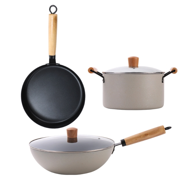 Saucepan Included Nonstick Uniform Heat 3 Piece Non Stick Kitchen Cookware Set