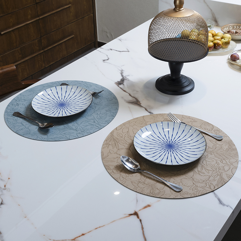 Eco-Friendly Round Square PVC Leather Placemats for Dining