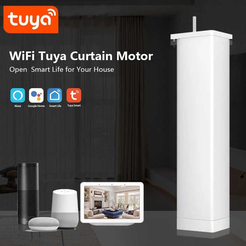 Tuya WiFi Smart Automatic Motorized Electric Remote Control Curtain Motor Work with Alexa and Google Home