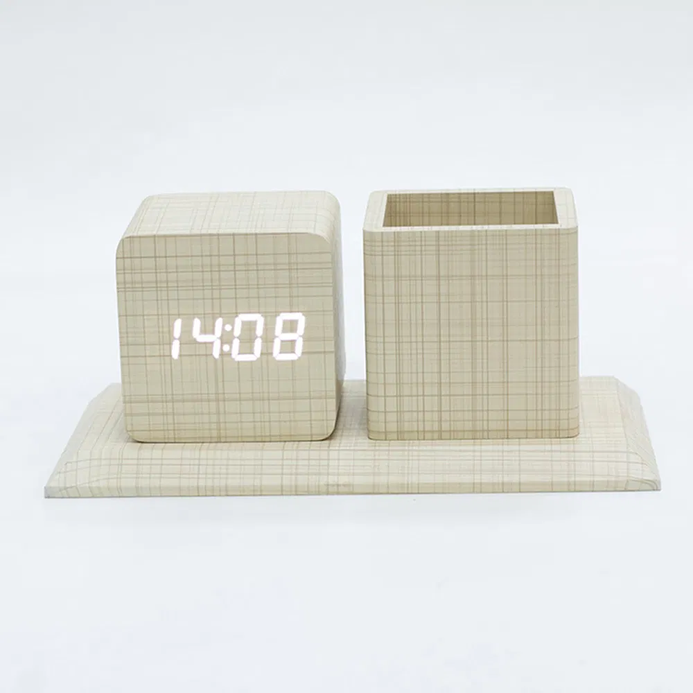 Smart Pen Holder with LED Calendar Alarm Clock