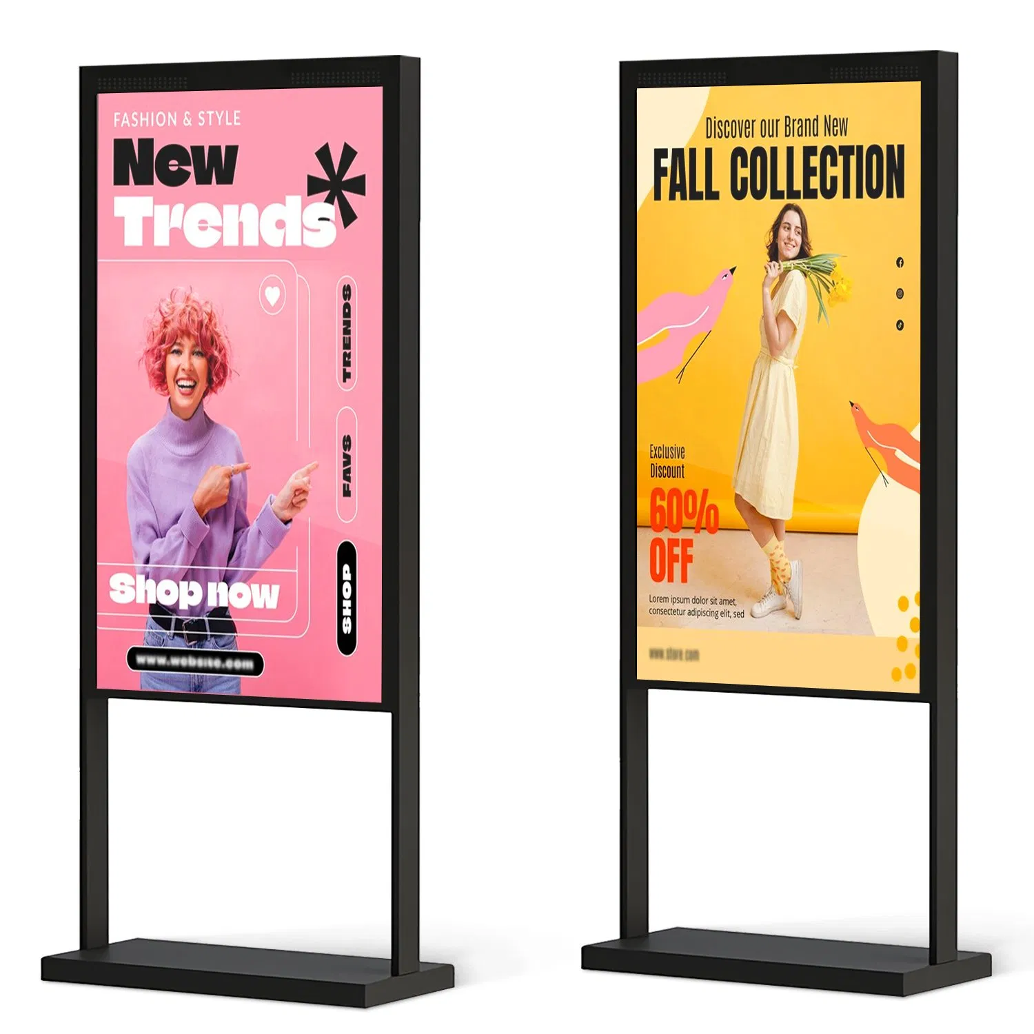 Indoor Double-Sided Shop Window Advertising Screen Display Signage Kiosk
