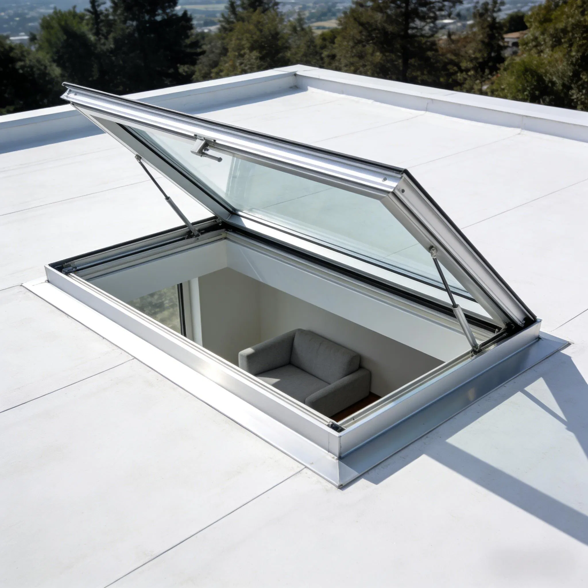 Custom Skylight with 6061-T6 Alloy Powder Coated 2 5mm Frame Thickness