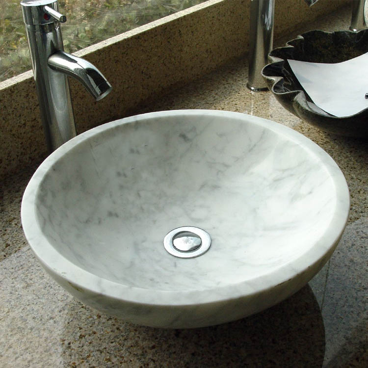 Customized Design Polished Finish Round Marble and Granite Counertop Sinks for Vanity Tops