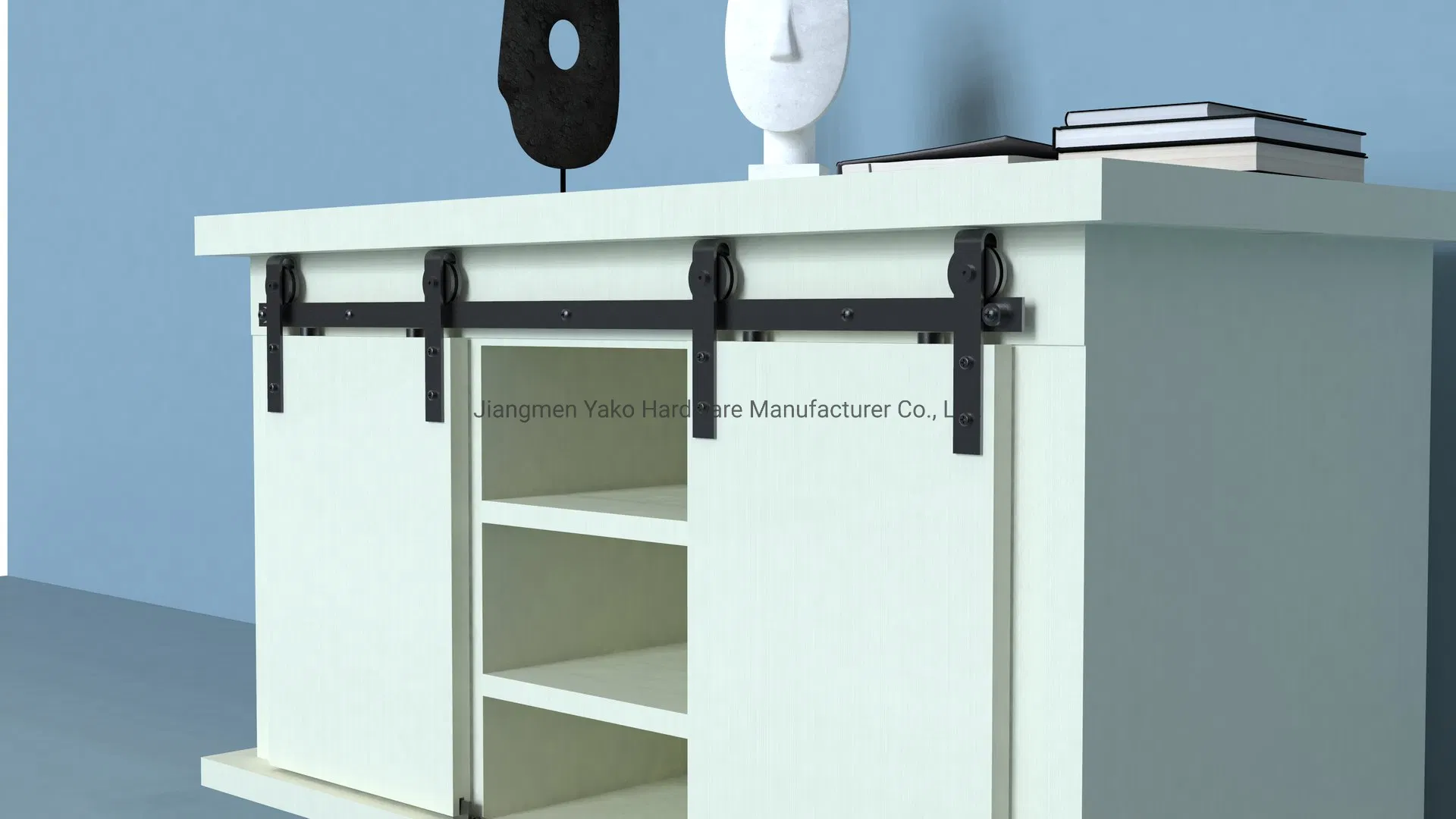 Mini Sliding Barn Door Hardware Kit for Closet Wooden Cabinet Door