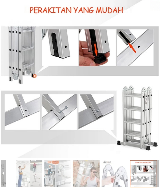 Aluminum Lightweight and Multifunctional Folding Big Joint Ladder (With Anti-slip foot mat) -4X5steps