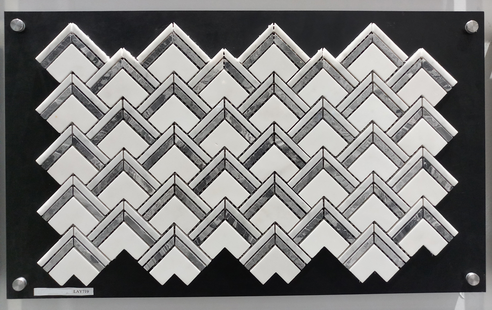 Мозаичная плитка из мрамора и алюминия для кухни